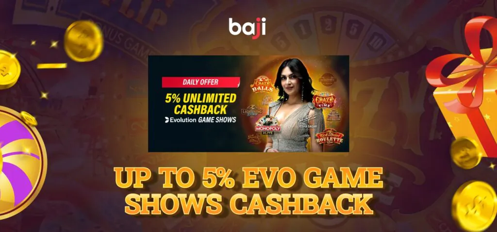 Baji999 cashback for Crazy Time