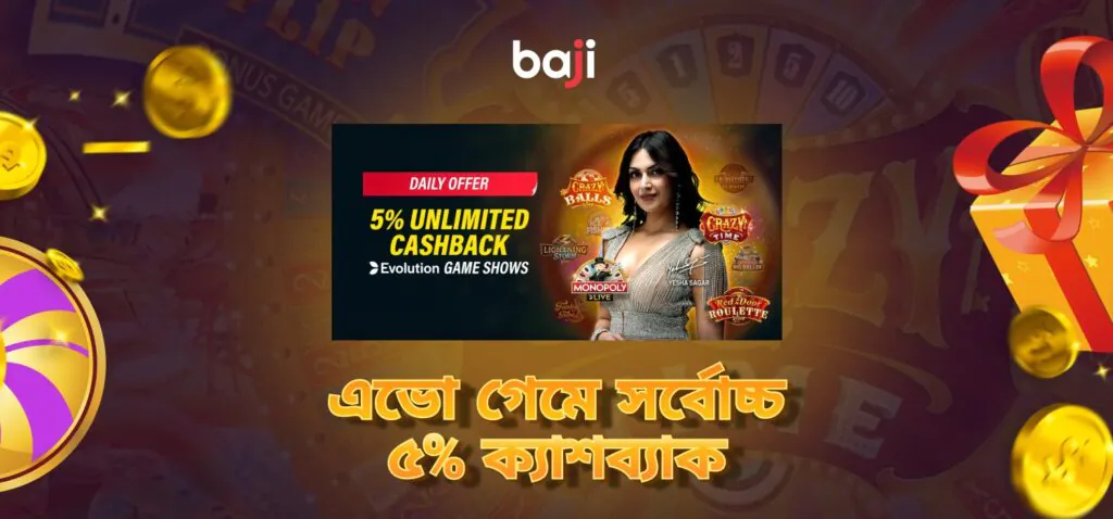 ৫ শতাংশ ইভো গেম ক্যাশব্যাক দেখায়
